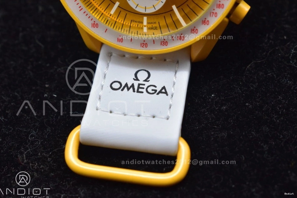 Moonwatch Bioceramic Mission Nylon Swatch to x on the Omega Sun Strap Quartz 1220